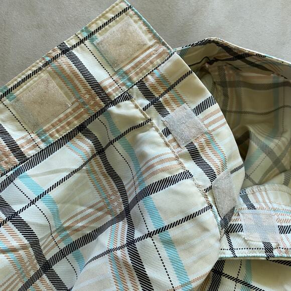 Athleta Women's Hook and Loop Closure Brown Beige Plaid Pants Size 8 EUC Golf - Picture 6 of 11